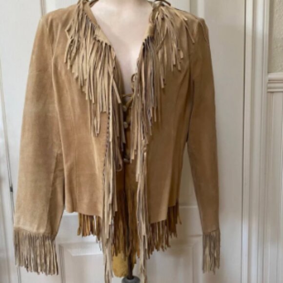 Mix It Suede Leather Fringed Jacket M - Picture 1 of 5